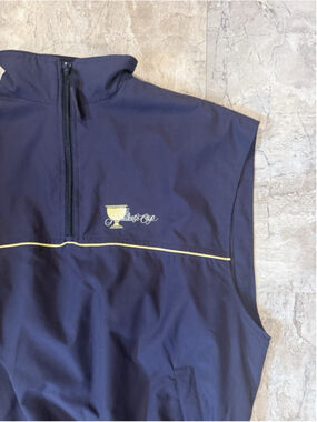 VTG PGA TOUR The Presidents Cup Embroidered Navy Vest Sz M Logo